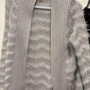 Candie's Light Gray Open-Front Fluffy Knit Cardigan